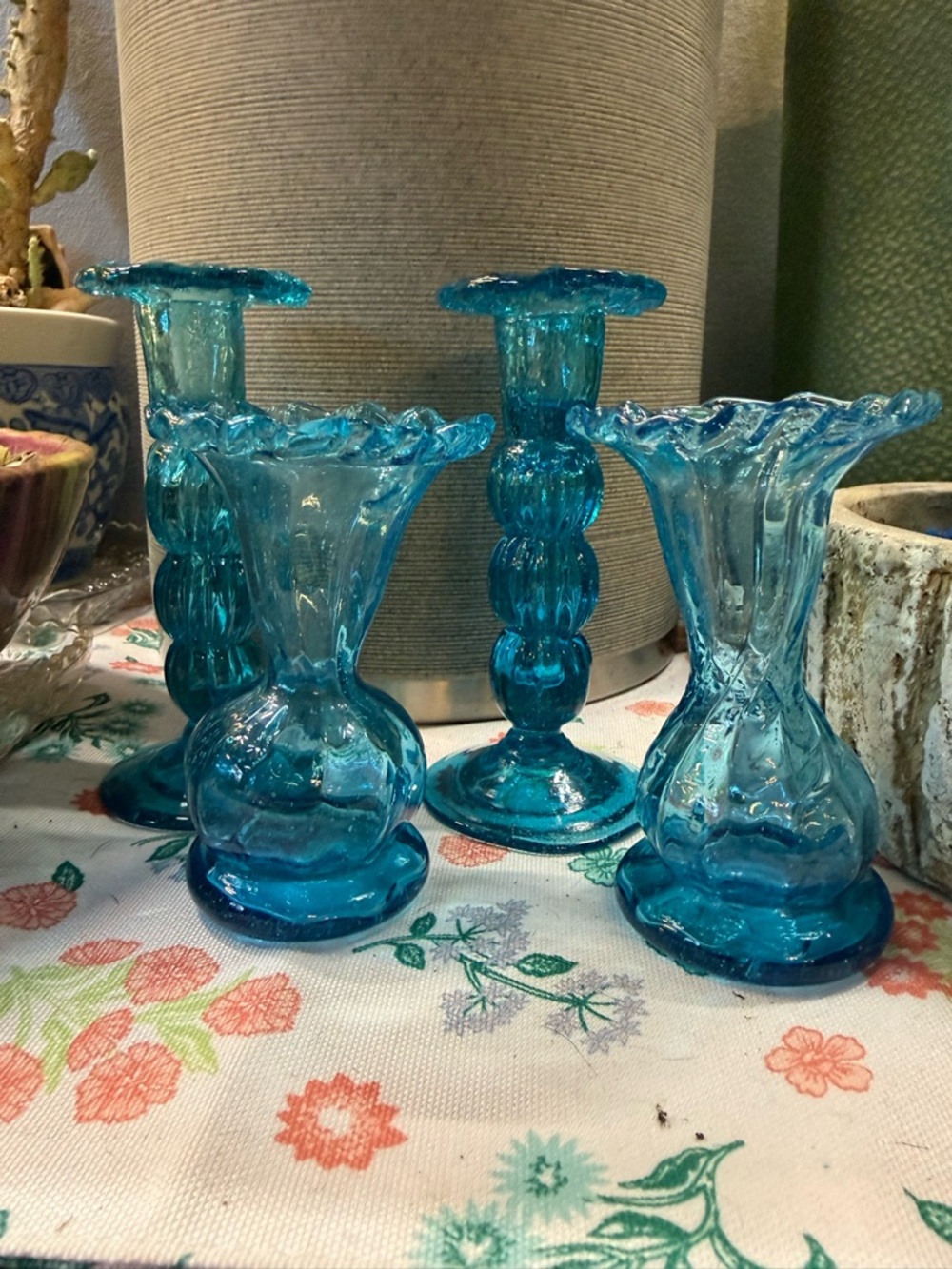 Blown Glass Home Accent Vases & Candle holders- Set of 4 🌟GLOWS🌟